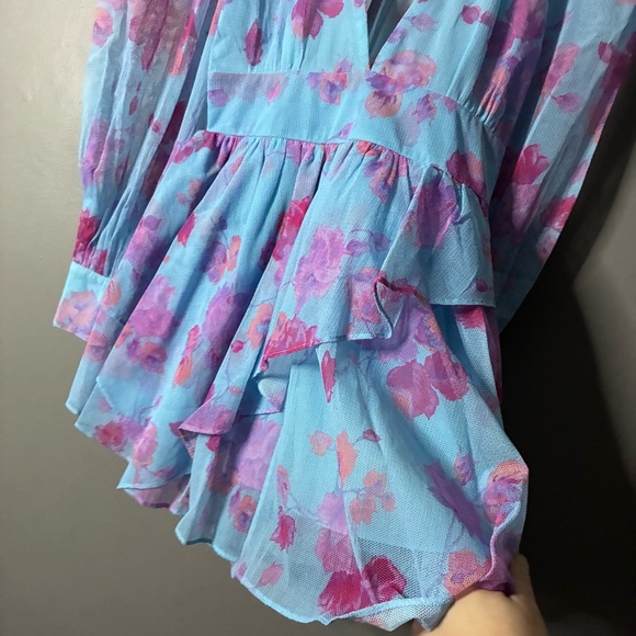 NEW LOVESHACKFANCY varsha‎ dress in ocean reef blue Floral Size 2 - Picture 5 of 13